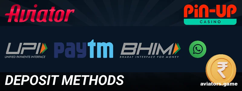 Deposit methods at Pin Up Aviator for Indians